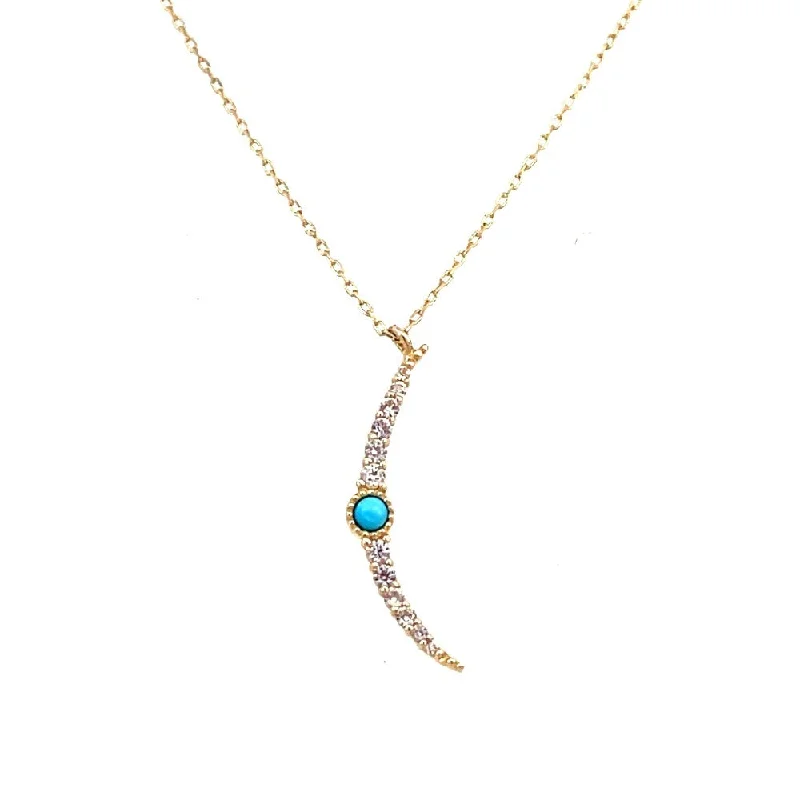 handmade silk thread earrings 14KY Turquoise and White Sapphire Moon Necklace | Aurelie Gi