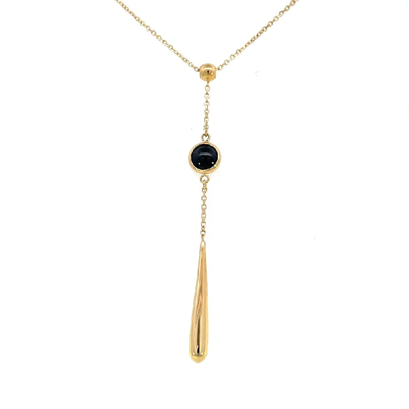 petite diamond promise ring 14KY "Y" Necklace with Black Onyx and Gold Dangle Drop | Fernbaugh's Jewelers