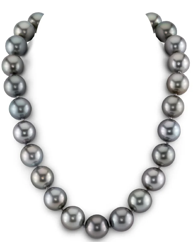 men’s rugged leather bracelet Silvery-Steel Tahitian True Round Pearl Necklace, 15.0-16.0mm