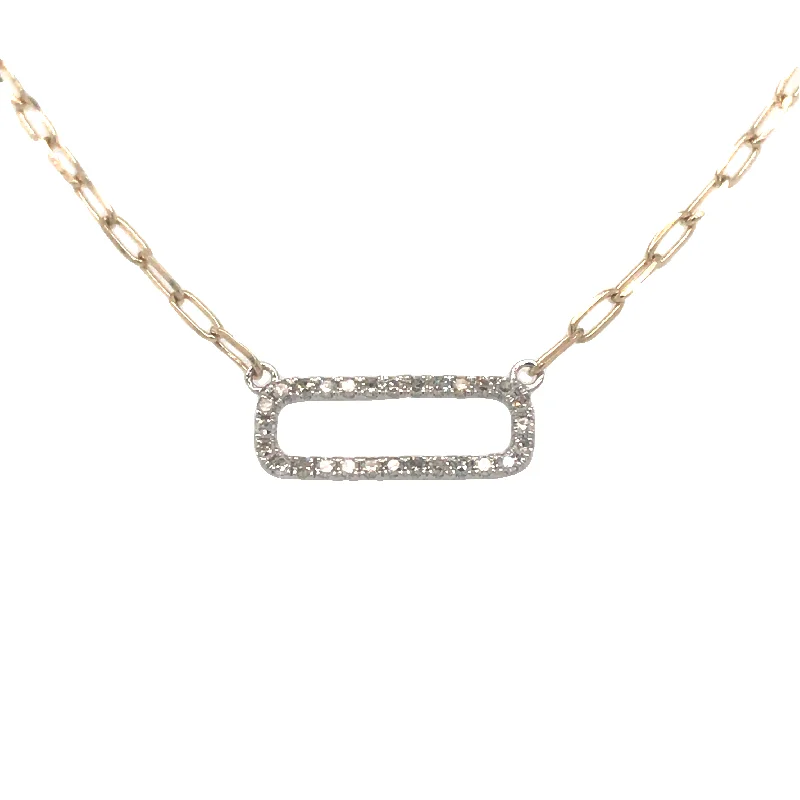 delicate floral wedding band 14K Yellow Gold Paperclip Chain Necklace with Diamond Link