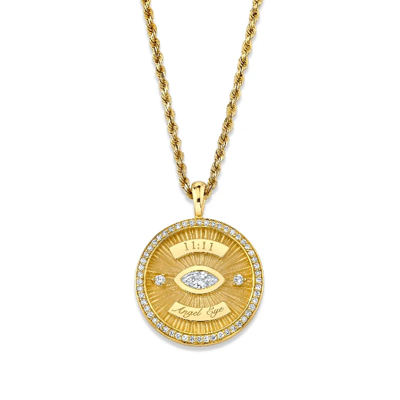 gold and turquoise statement ring 11:11 Angel Eye Coin Pendant