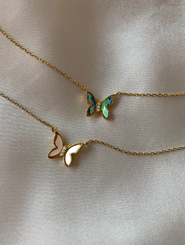 modern geometric drop earrings 18K Gold Dipped Opal Butterfly Necklace