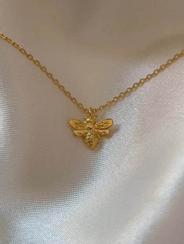 celestial galaxy planet earrings 18K Gold Dipped Tiny Bee Necklace