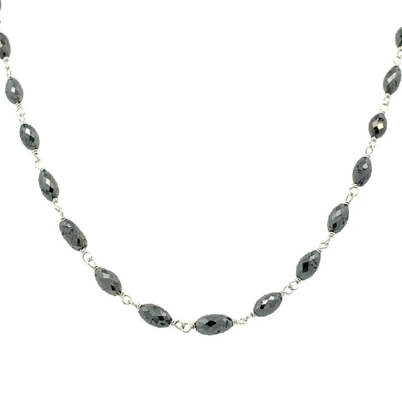 gold wedding band for men 18K White Gold Chain with Black Oval Diamonds 15 CTW
