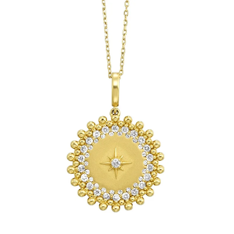 silver-plated bar necklace 14KY Sunburst Diamond Pendant | Fernbaugh's Jewelers