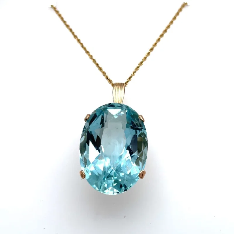 48.83 ct Beautiful Aquamarine Set in 14k Yellow Gold Pendant at Regard Jewelry in Austin, Texas