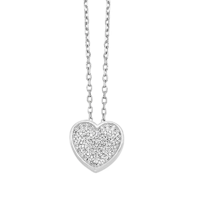 handmade copper wire ring Sterling Silver Heart Pendant with Pave Set Diamonds | Fernbaugh's Jewelers