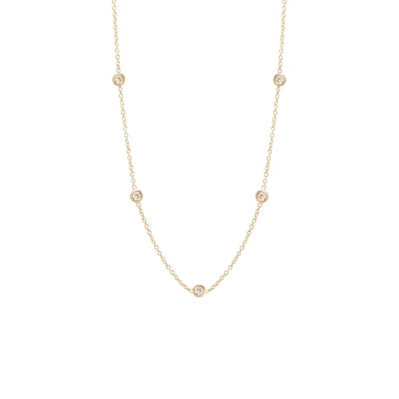 natural jade ring 5 Floating Diamond Station Necklace