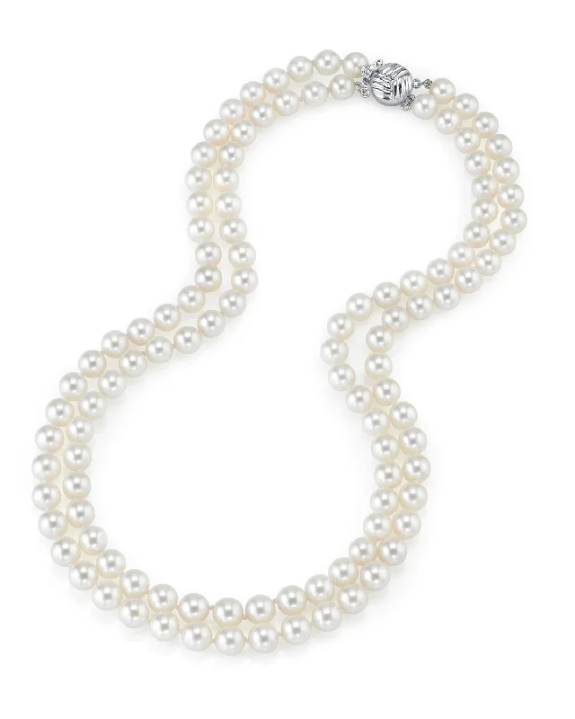 boho shell beaded anklet 6.5-7.0mm White Freshwater Pearl Double Strand Necklace for Men