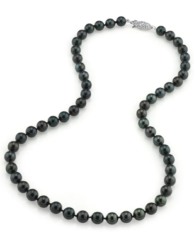 celestial astrology sign ring Black Japanese Akoya Pearl Necklace, 7.0-7.5mm - AA+ Quality