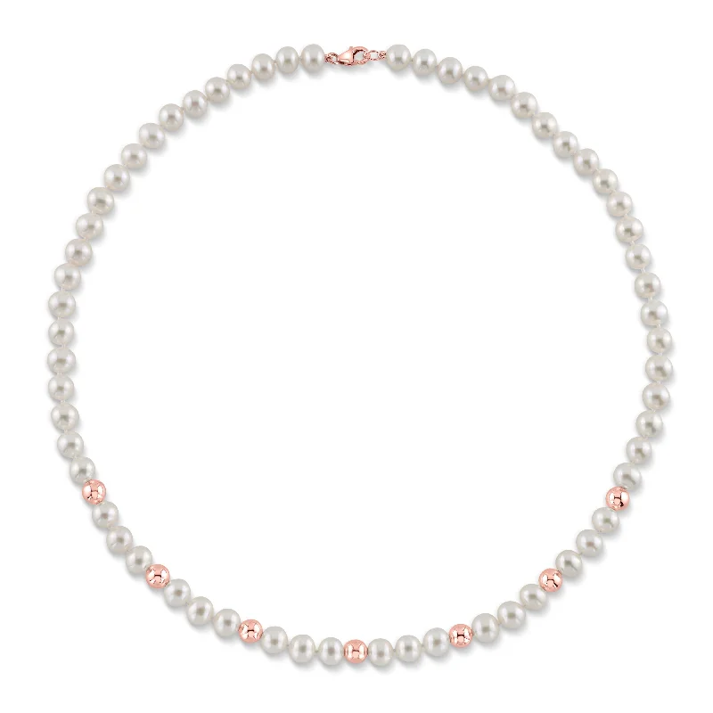 gemstone cluster earrings silver 7.5-8.0mm White Freshwater and Rose Gold Cultured Pearl Corey Necklace