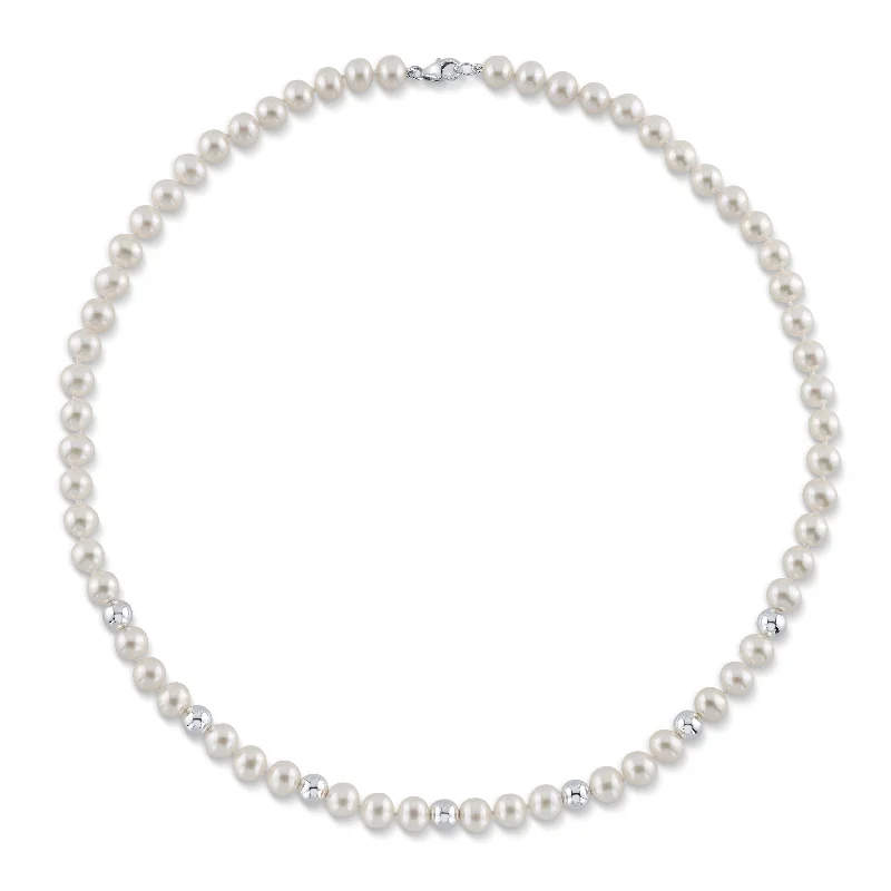 sparkling diamond drop earrings 7.5-8.0mm White Freshwater Cultured Pearl Corey Necklace