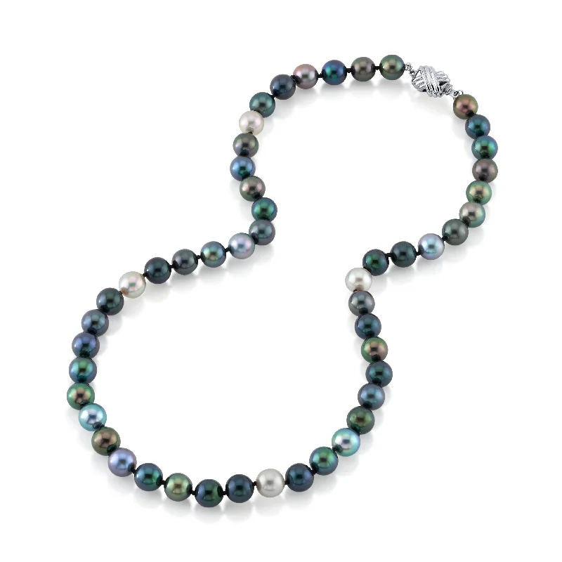 delicate angel wings necklace 8.0-8.5mm Akoya Multicolor Pearl Necklace - AAA Quality