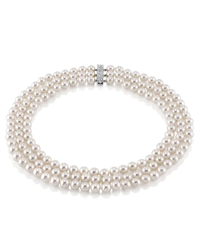 celestial moon and star bracelet Hanadama Akoya White Pearl Triple Strand Necklace
