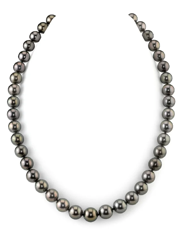 bohemian anklet with shells Peacock Tahitian True Round Pearl Necklace, 8.0-10.0mm - AAAA Quality