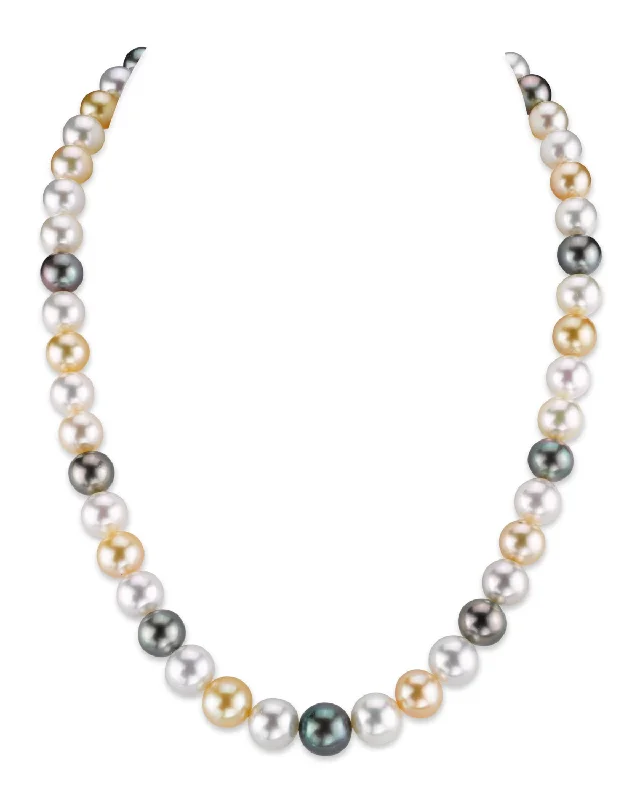 boho gold leaf ring Multi-Color Tahitian & South Sea Pearl Necklace, 8.0-10.0mm - AAAA Quality