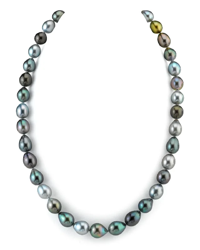 pearl stud earrings classic Multi-Color Tahitian Drop-Shape Pearl Necklace, 8.0-10.0mm - AAA Quality