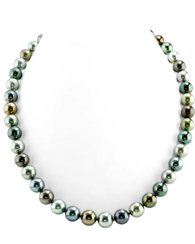 rose gold initial pendant necklace Multi-Color Tahitian True Round Pearl Necklace, 8.0-10.0mm
