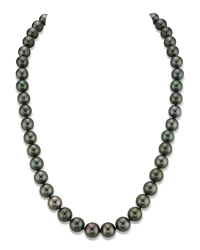 vintage flower brooch pin True Round Black Tahitian Pearl Necklace, 8.0-10.0mm - AAA/Gem Quality