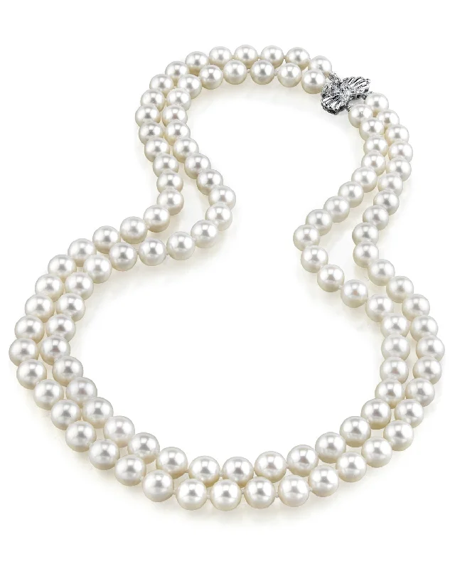 unique silver branch ring 8.0-8.5mm Double Strand White Freshwater Pearl Necklace