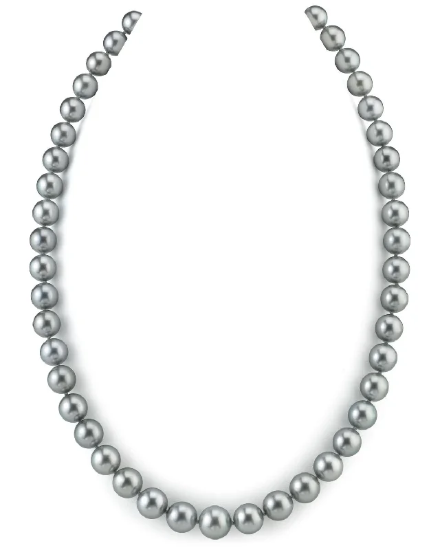 adjustable moon phase bracelet Silver Tahitian True Round Pearl Necklace, 9.0-11.0mm - AAAA Quality