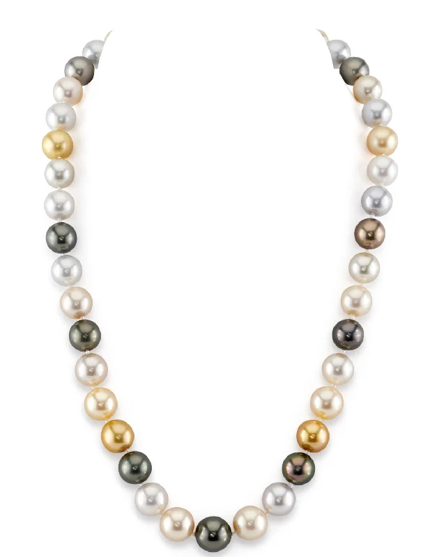 handcrafted turquoise necklace Multi-Color Tahitian and South Sea Pearl Necklace, 9.0-11.0mm - AAAA Quality