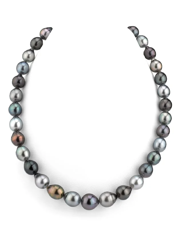 emerald-cut engagement ring halo Multi-Color Tahitian Smooth Drop-Shape Pearl Necklace, 9.0-11.0mm - AAAA Quality
