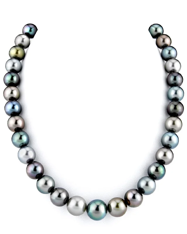 handmade braided hemp bracelet Multi-Color Tahitian True Round Pearl Necklace, 9.0-12.0mm - AAAA Quality