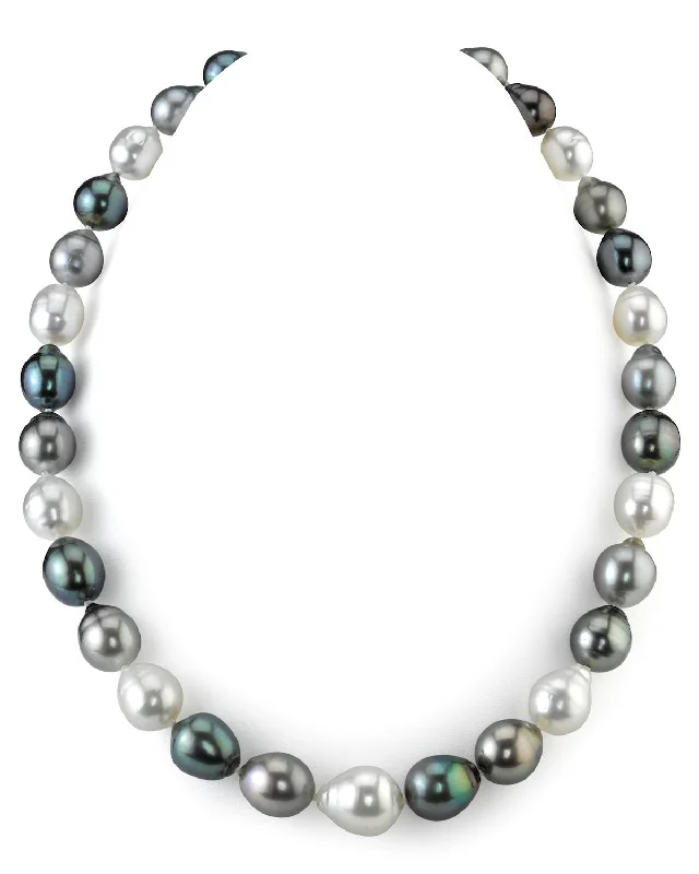 tiny opal stud earrings Multi-Color Tahitian & White South Sea Baroque Pearl Necklace, 9.0-12.0mm