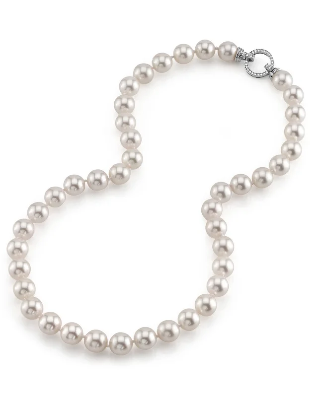 vintage filigree engagement ring White Japanese Hanadama Akoya Pearl Necklace, 9.5-10mm