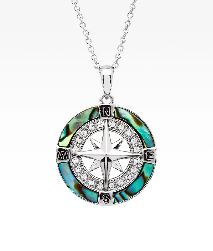 white opal engagement ring Abalone Compass Rose Necklace