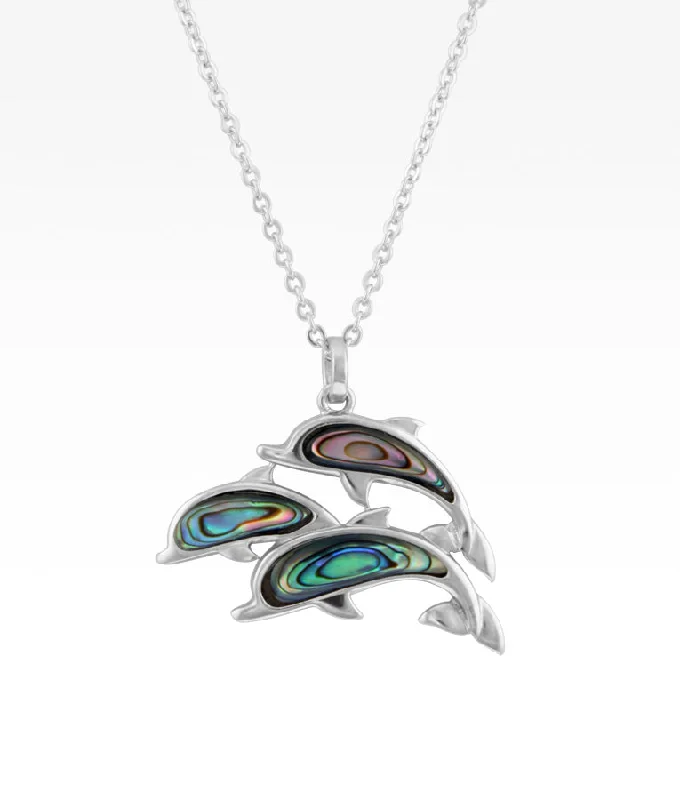 sterling silver charm anklet Abalone Dolphin Trio Necklace