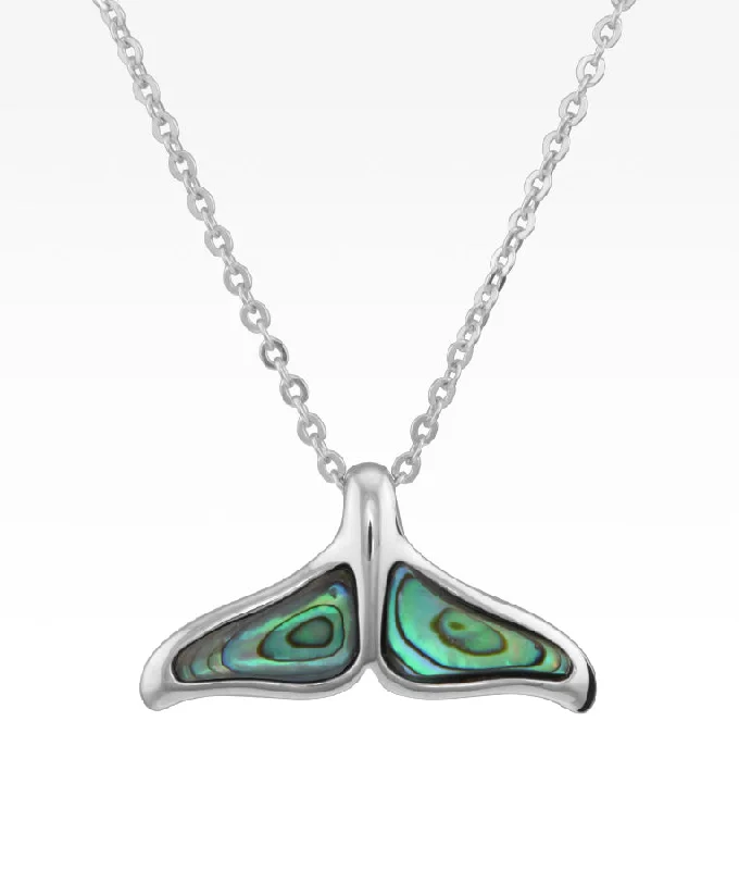 silver rope chain men Abalone Whale Tail Necklace