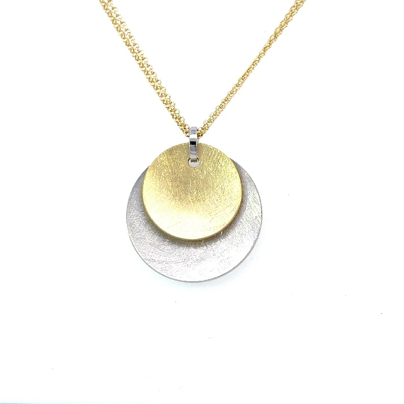 cubic zirconia tennis necklace Sterling Silver Double Circle Pendant with Gold Vermeil | AvaGray