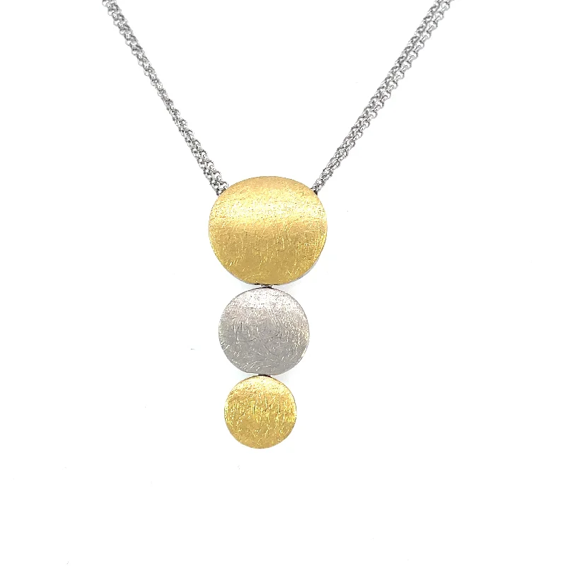 ethical lab-grown diamond ring Sterling Silver Three Circle Pendant with Gold Vermeil | AvaGray