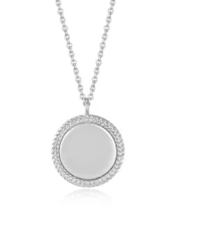 classic pearl strand necklace Ania Haie Sterling Silver Round Pendant with Rope Accent
