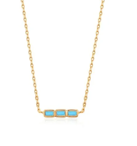 gold plated Cuban link chain Ania Haie Sterling Silver Turquoise Bar Necklace