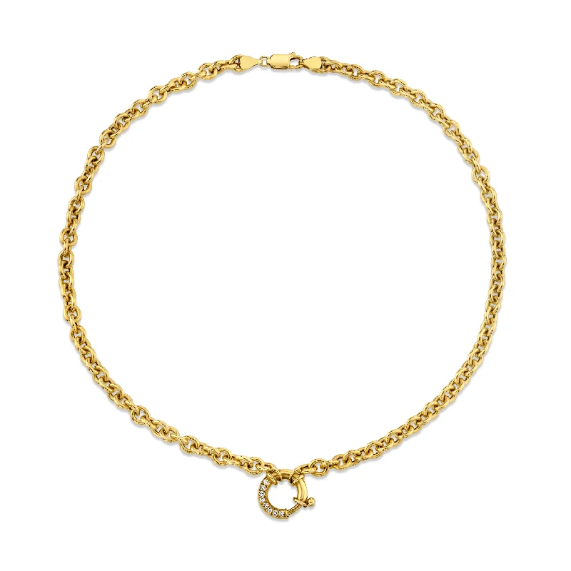 elegant pearl necklace with diamonds Alchemy Link Choker with Pavé Diamond Hoop Closure
