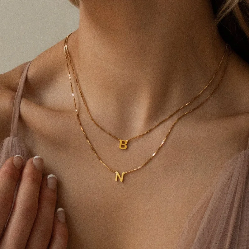 bold chunky cocktail ring Alice Double Letter Necklace in Box Chain