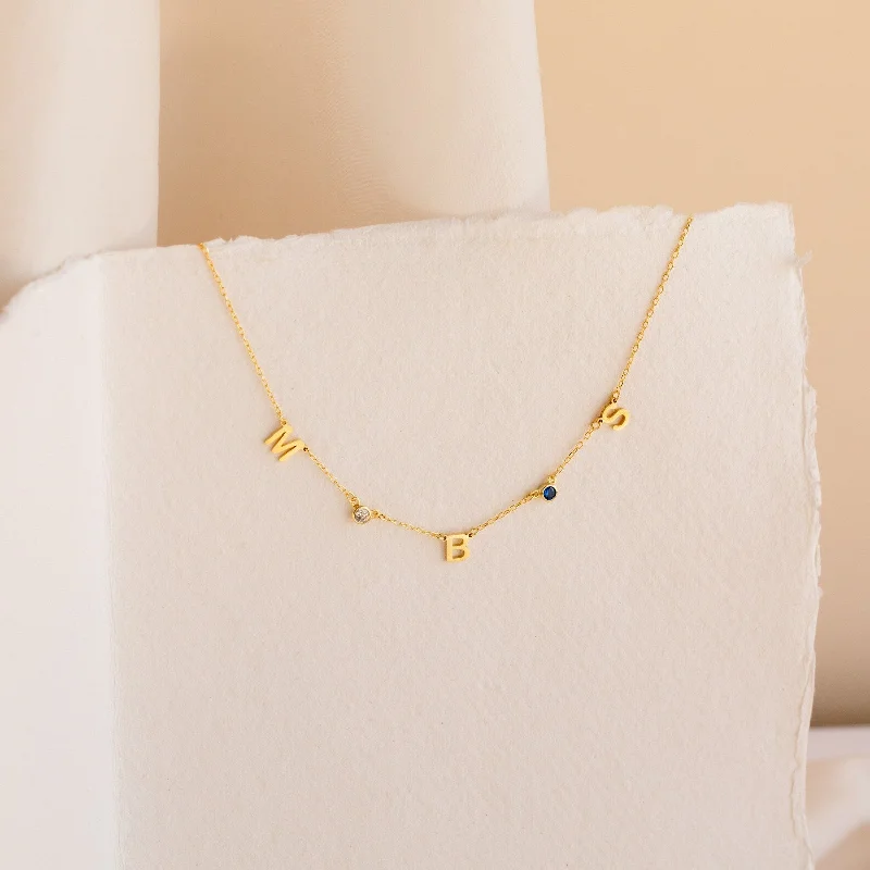 butterfly charm bracelet delicate Alice Letter Birthstone Necklace