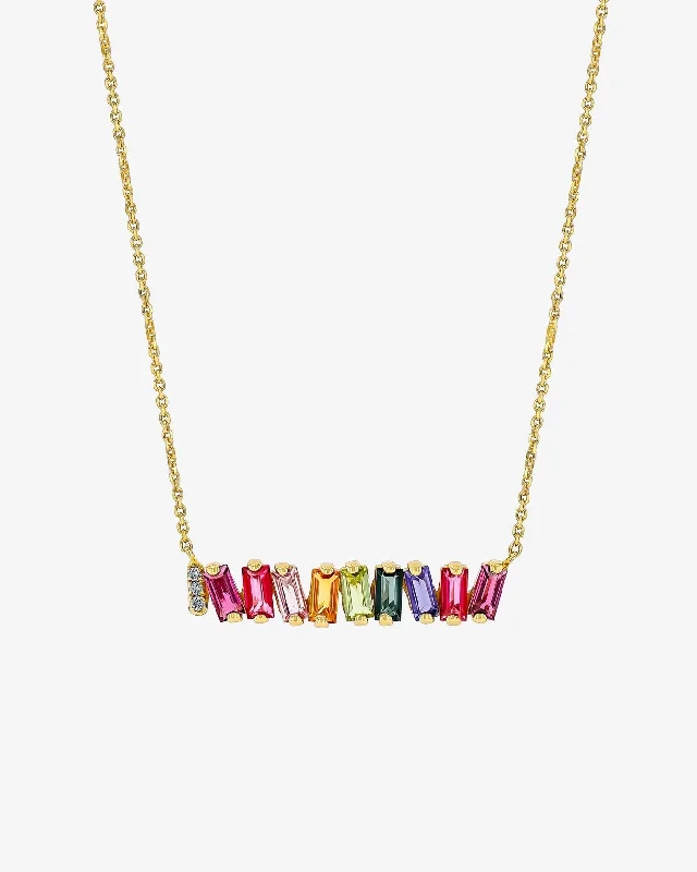 engraved pendant necklace Amalfi Rainbow Bar Pendant