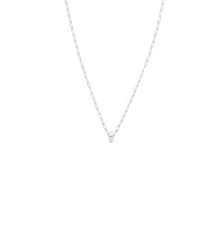 aquamarine birthstone necklace March Amate - Love : Heart Beat Super Fine Clip Chain Necklace White Gold