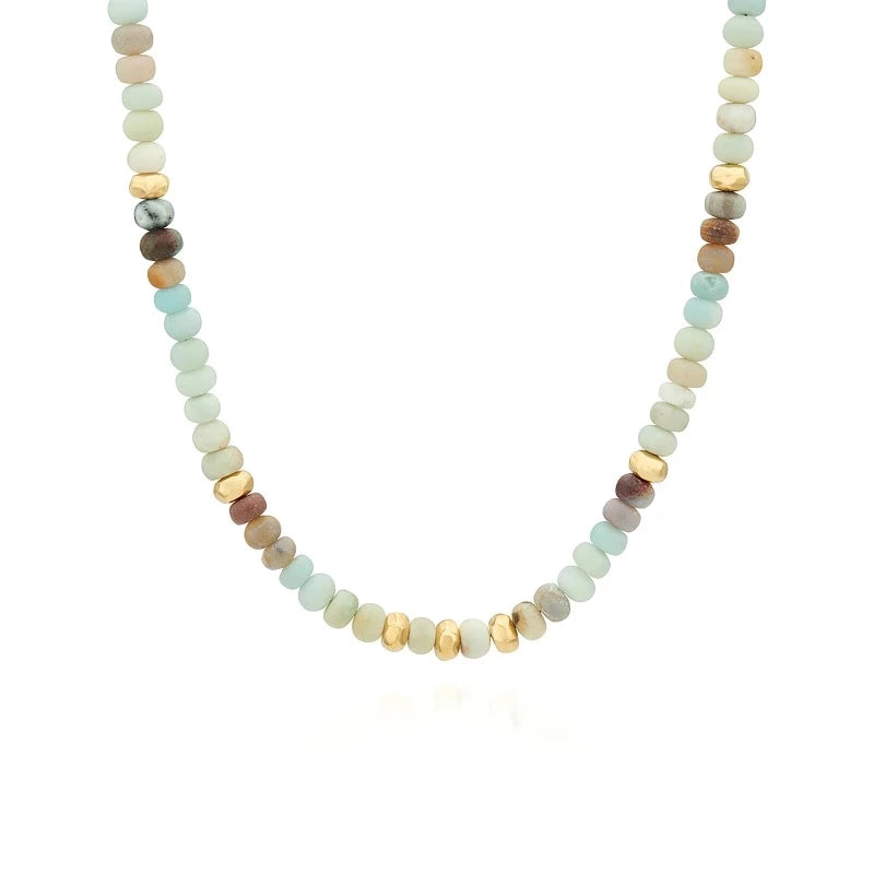 crystal-studded gold ring Amazonite Beaded Necklace (Disc)