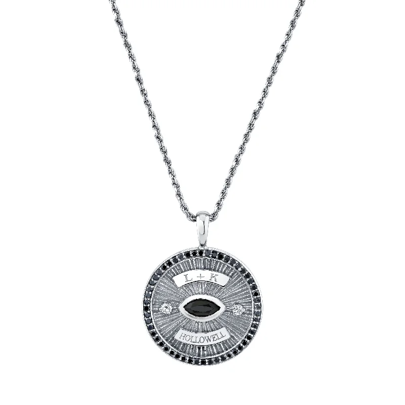 delicate pearl bracelet Men’s Eye of Protection Coin Pendant