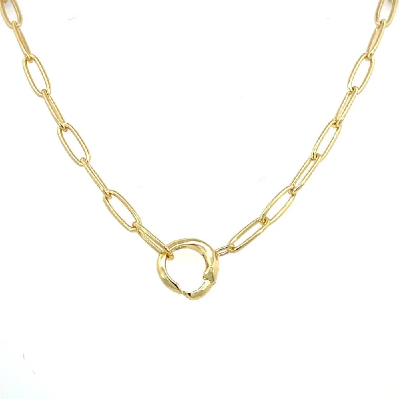 rose gold initial pendant necklace Ania Haie Sterling Silver Link Chain Charm Connector Necklace with Gold Overlay