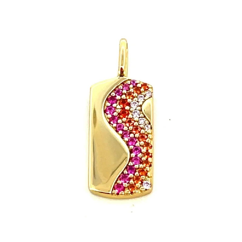 handmade beaded stretch bracelet Ania Haie Sterling Silver Pink Sparkle Wave Charm with Gold Overlay