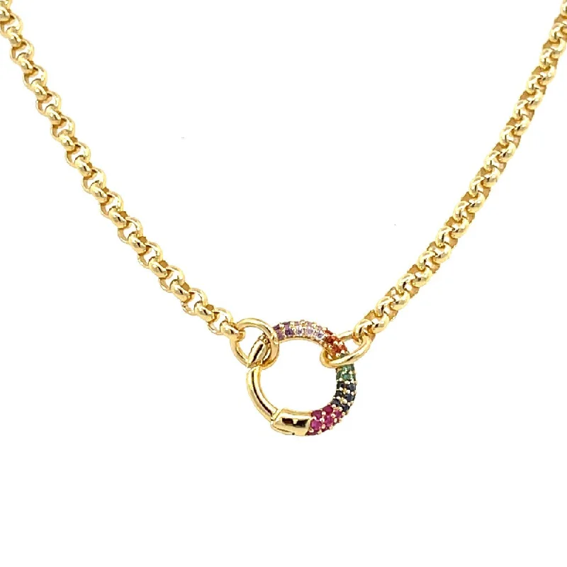 hammered gold disc necklace Ania Haie Sterling Silver Rainbow Charm Connector Necklace with Gold Overlay