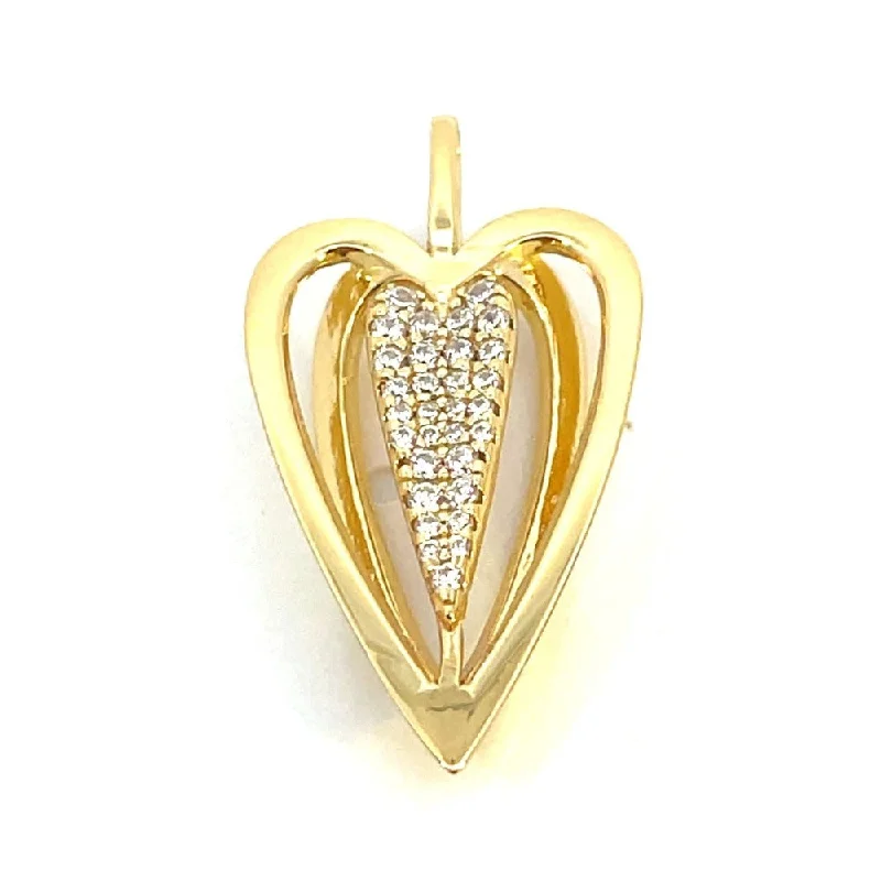 cubic zirconia stud earrings classic Ania Haie Sterling Silver Sculpted Heart Charm with Gold Overlay