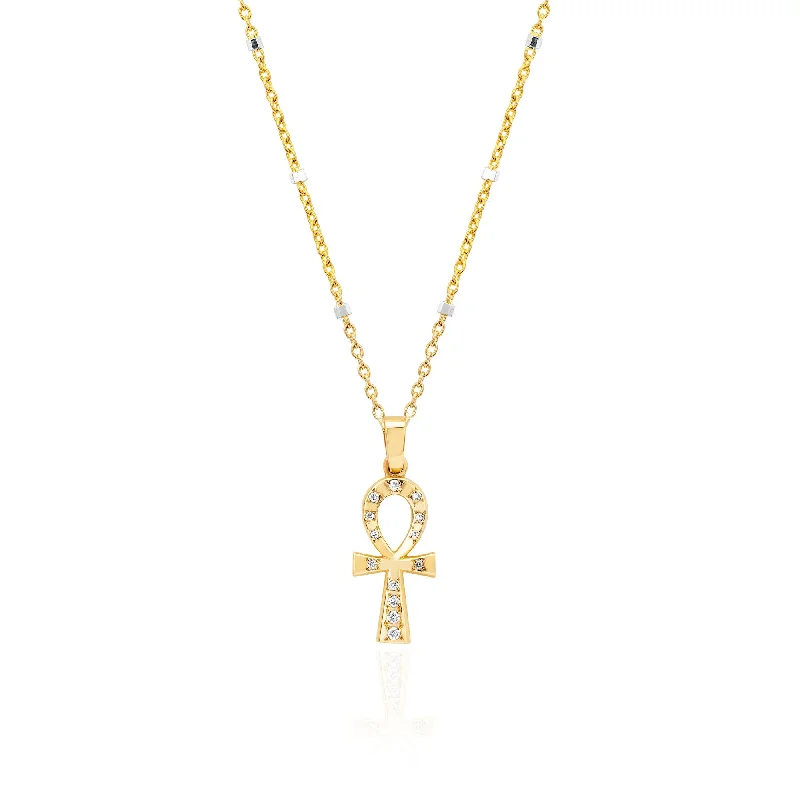 vintage turquoise pendant necklace Diamond Eternal Ankh Cross Necklace
