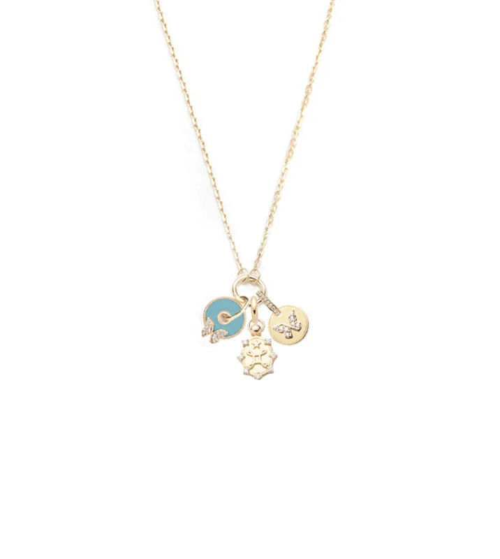 sterling silver lotus ring Aqua Butterfly Disk Drop Necklace Mini Story